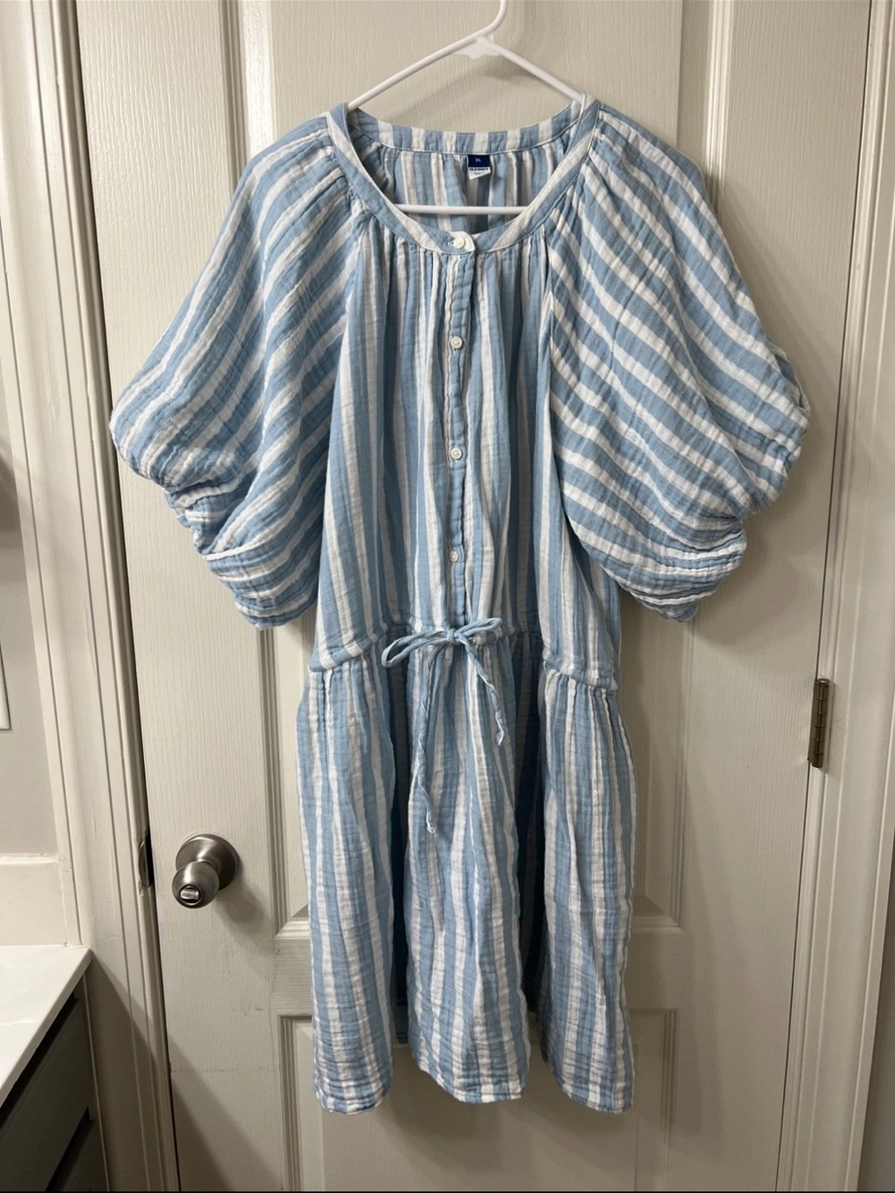 Old Navy Light Blue & White Striped Cotton Dress